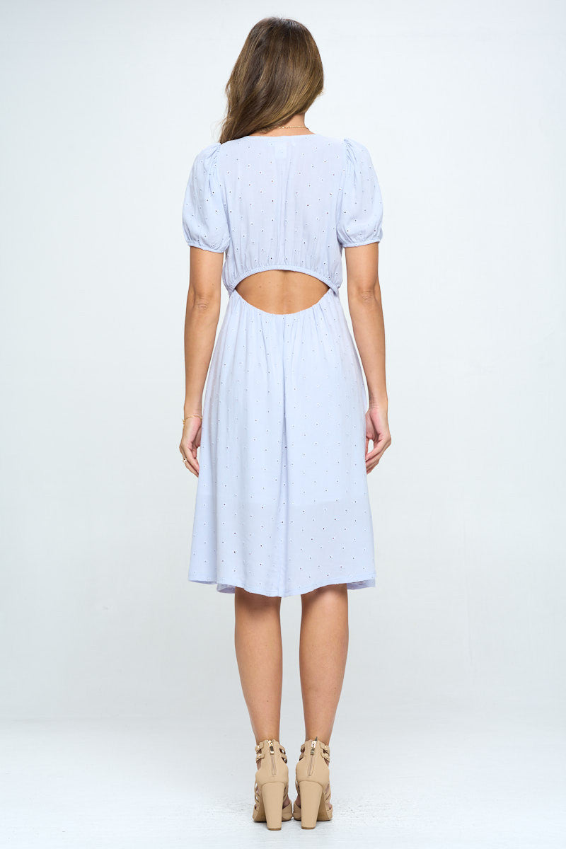 Cotton Embroidered Dress with Open Back-Dresses-RENEE C.-Urbanheer
