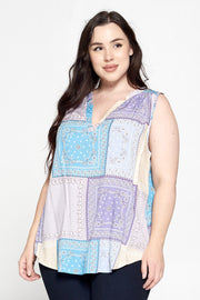 Bandana Print Sleeveless V Neck Top-All Products-Renee C.-Urbanheer