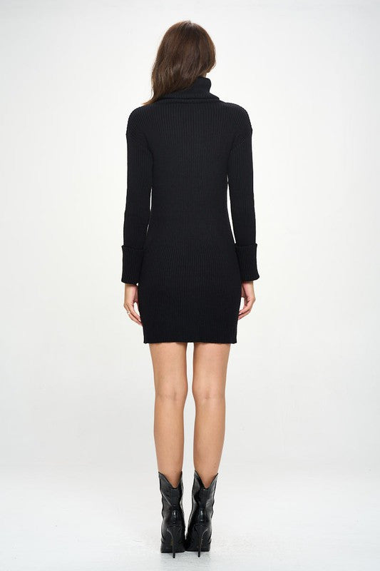 Turtleneck Sweater Dress-Dresses-Renee C.-Small-BLACK-Urbanheer