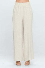 Solid Linen Wide Leg Pants with Pockets-Pants-RENEE C.-Urbanheer