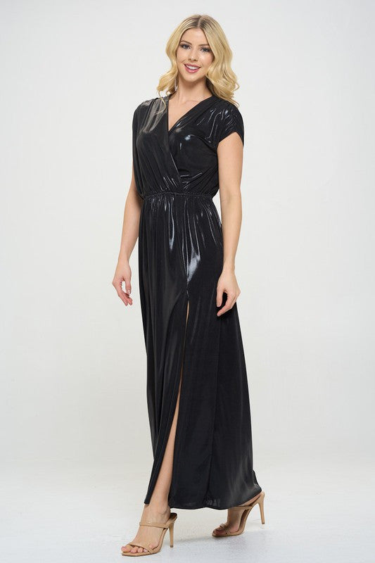 Sleeveless Metallic Maxi Dress-Dresses-Renee C.-Small-BLACK-Urbanheer
