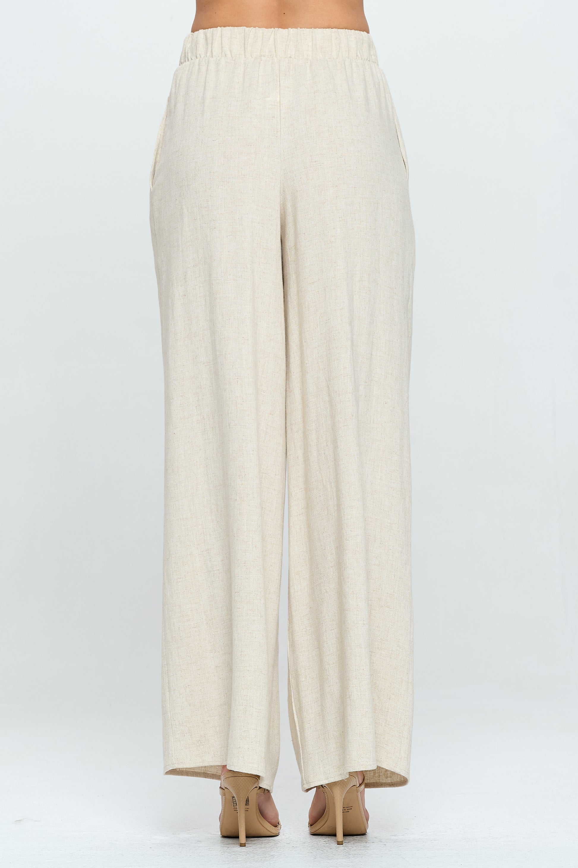 Solid Linen Wide Leg Pants with Pockets-Pants-RENEE C.-Urbanheer