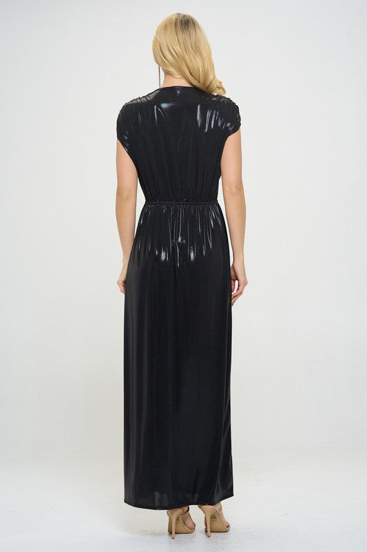 Sleeveless Metallic Maxi Dress-Dresses-Renee C.-Small-BLACK-Urbanheer