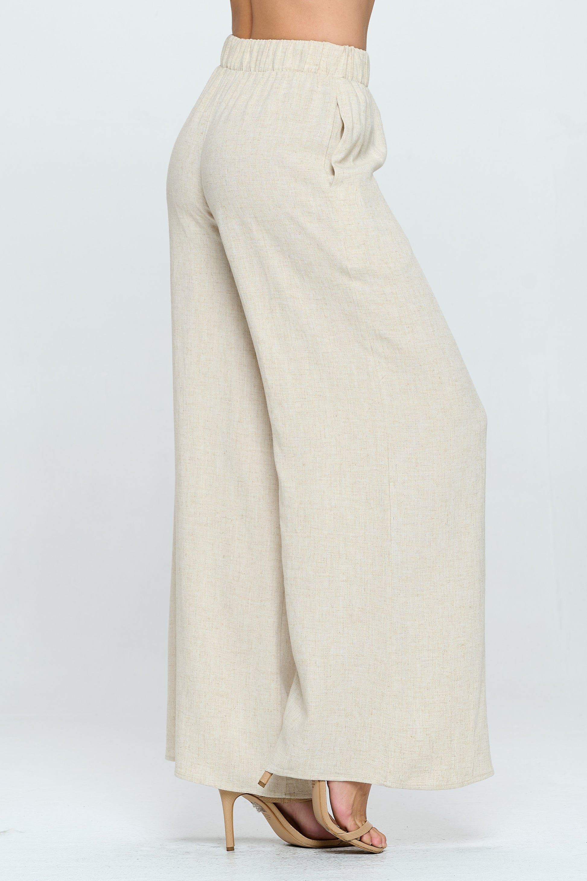 Solid Linen Wide Leg Pants with Pockets-Pants-RENEE C.-Urbanheer