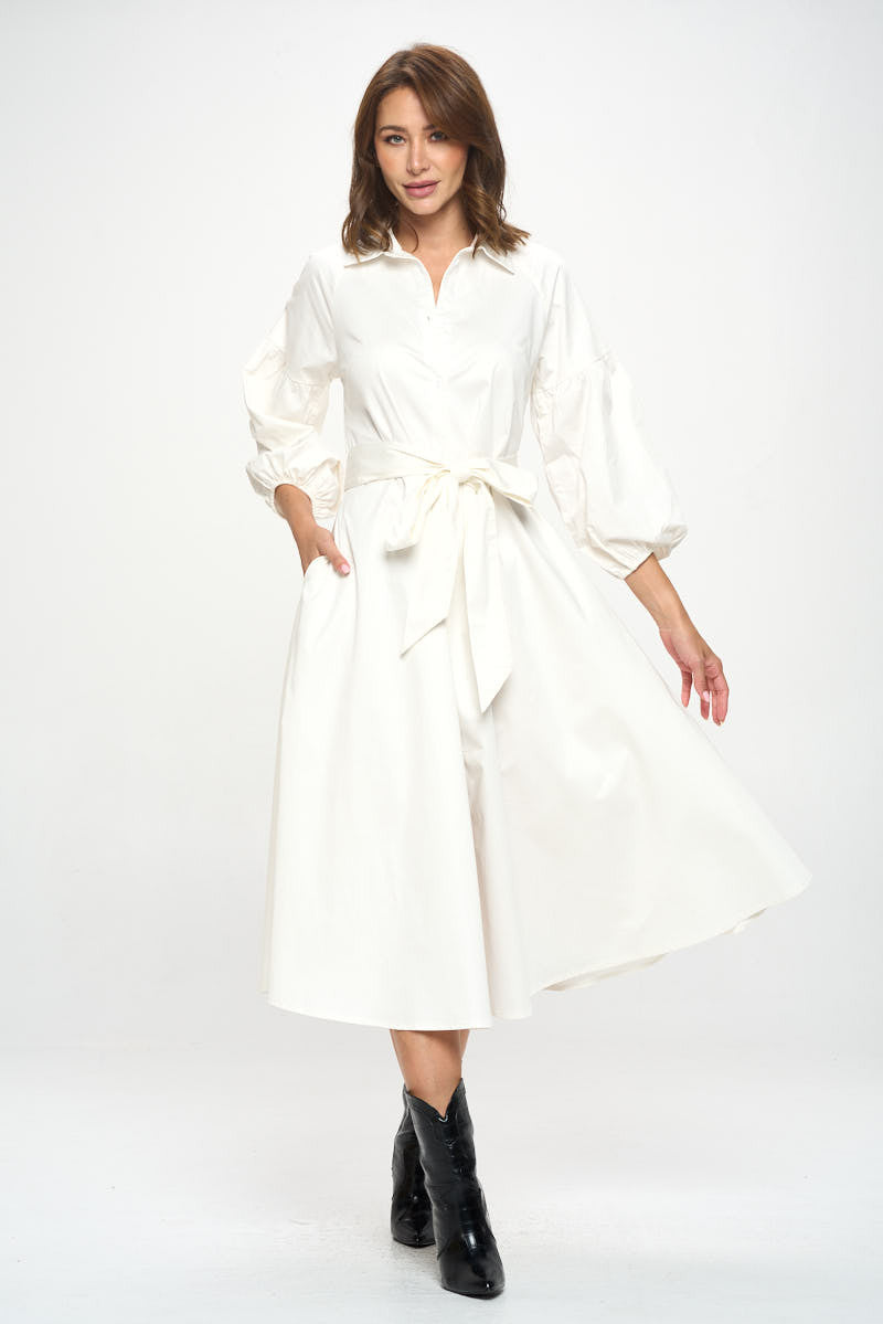 Maxi Shirt Dress-Dresses-Renee C.-Small-IVORY-Urbanheer