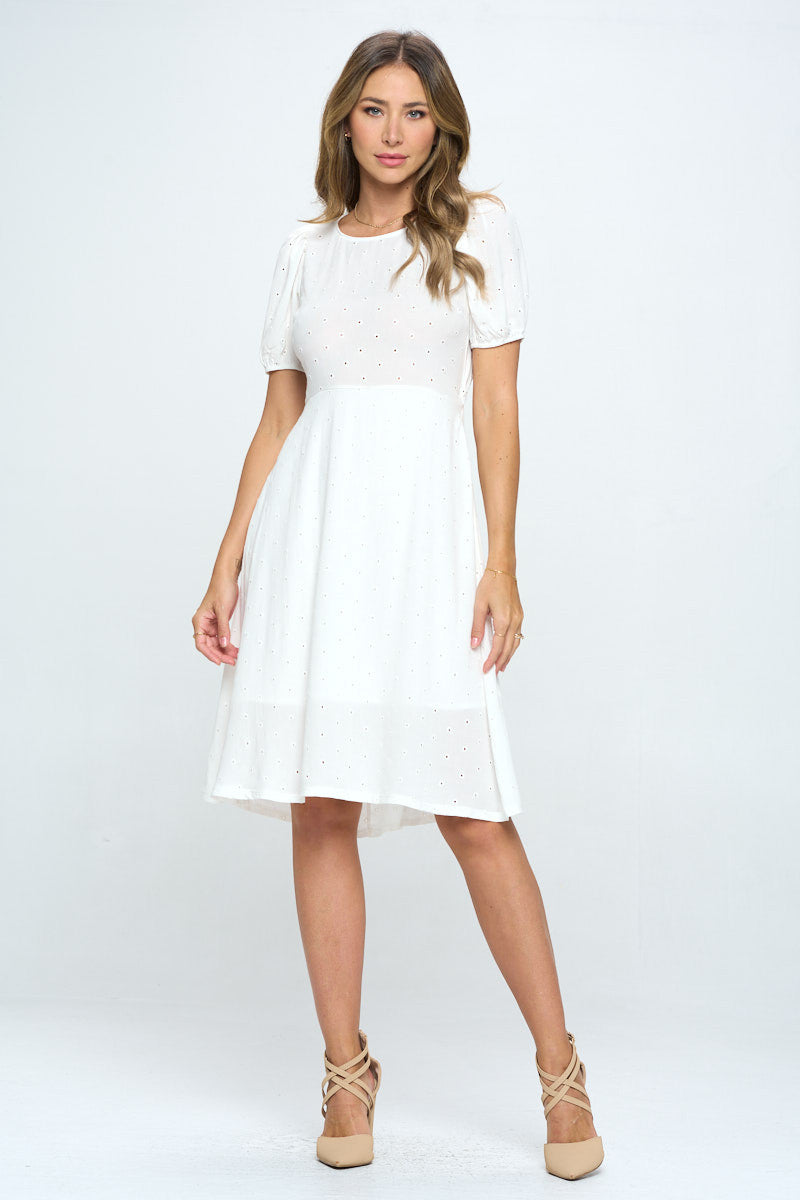 Cotton Embroidered Dress with Open Back-Dresses-RENEE C.-Urbanheer