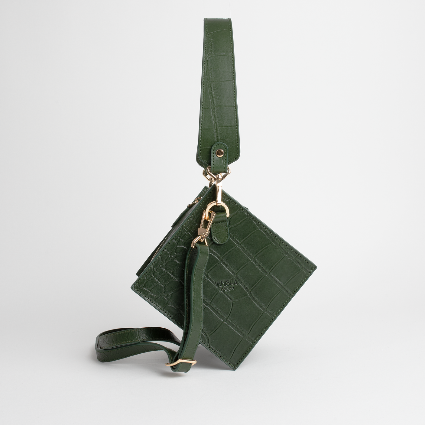 Lola bag in pine green crocodile print