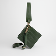 Lola Bag In Pine Green Crocodile Print-Vanisha London-Urbanheer