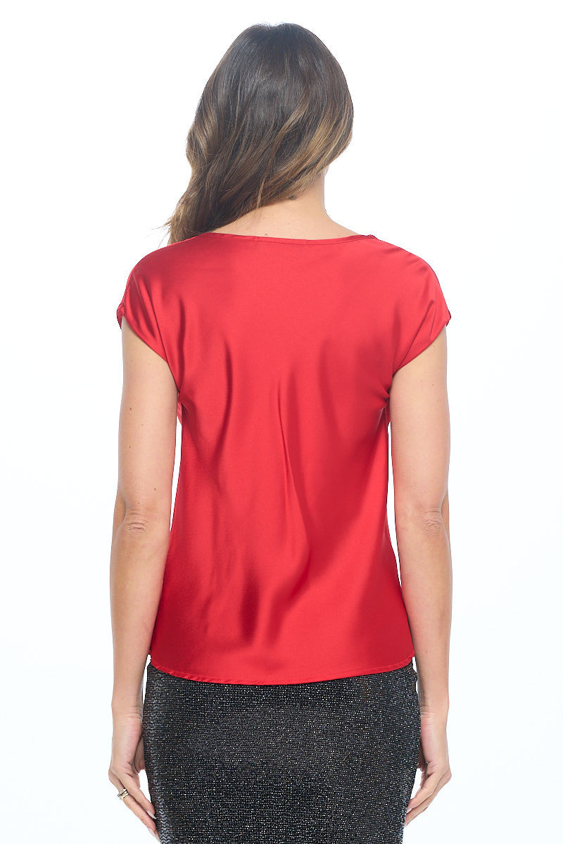 Solid Satin Top with Cowl Neck-New Arrival-RENEE C.-Small-RED-Urbanheer
