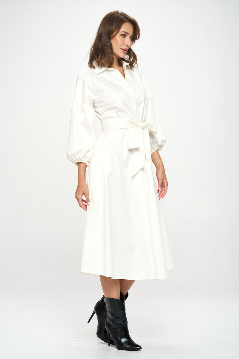 Maxi Shirt Dress-Dresses-Renee C.-Small-IVORY-Urbanheer