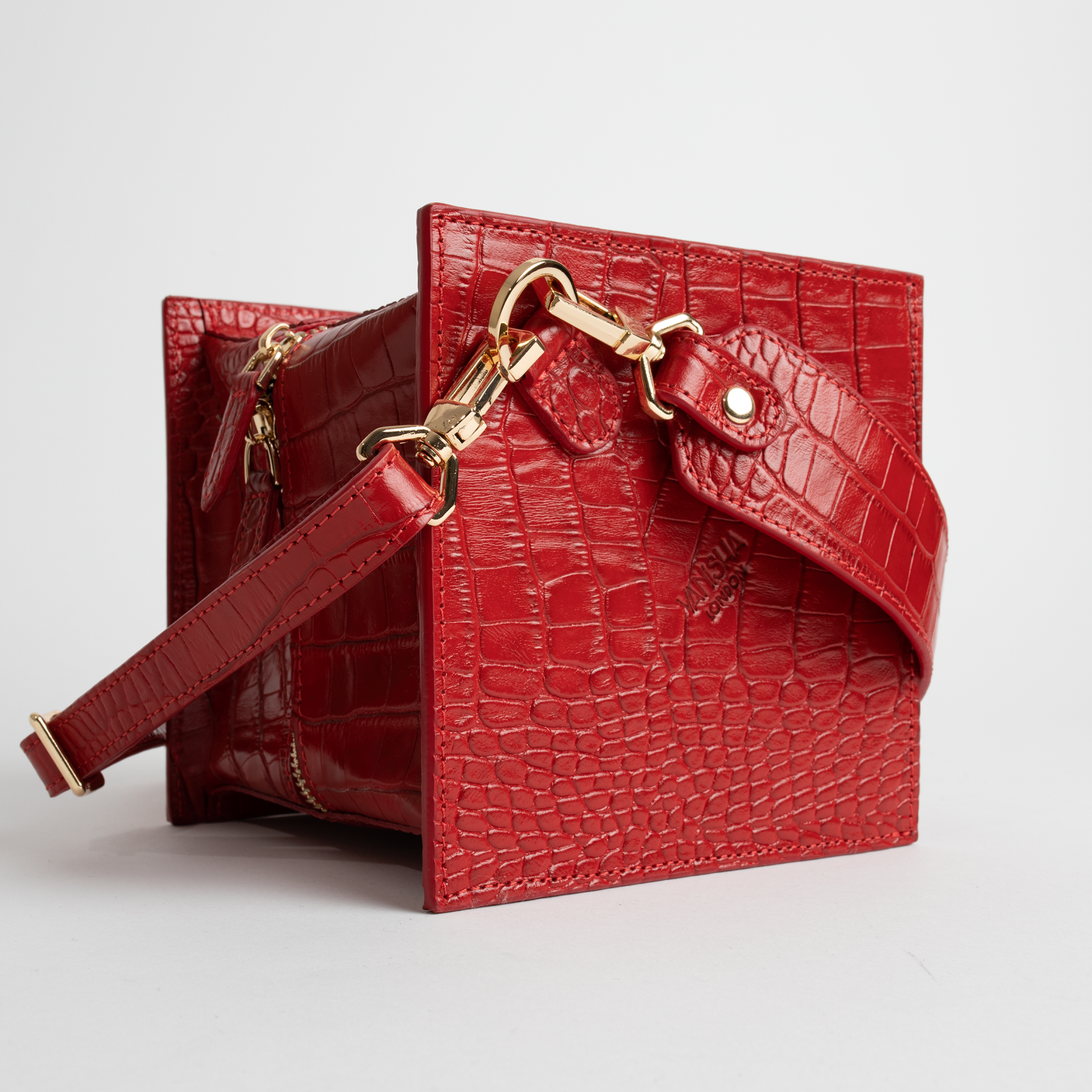 Lola bag in ruby red crocodile print