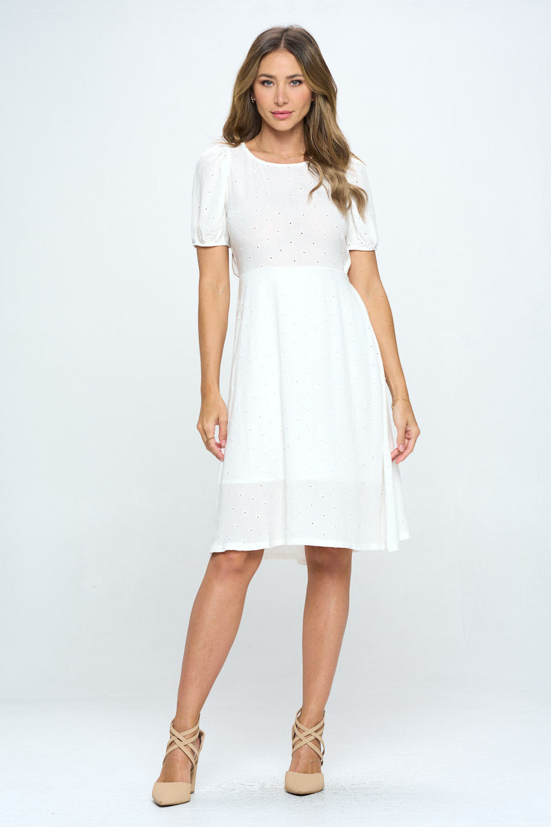 Cotton Embroidered Dress with Open Back-Dresses-RENEE C.-Urbanheer