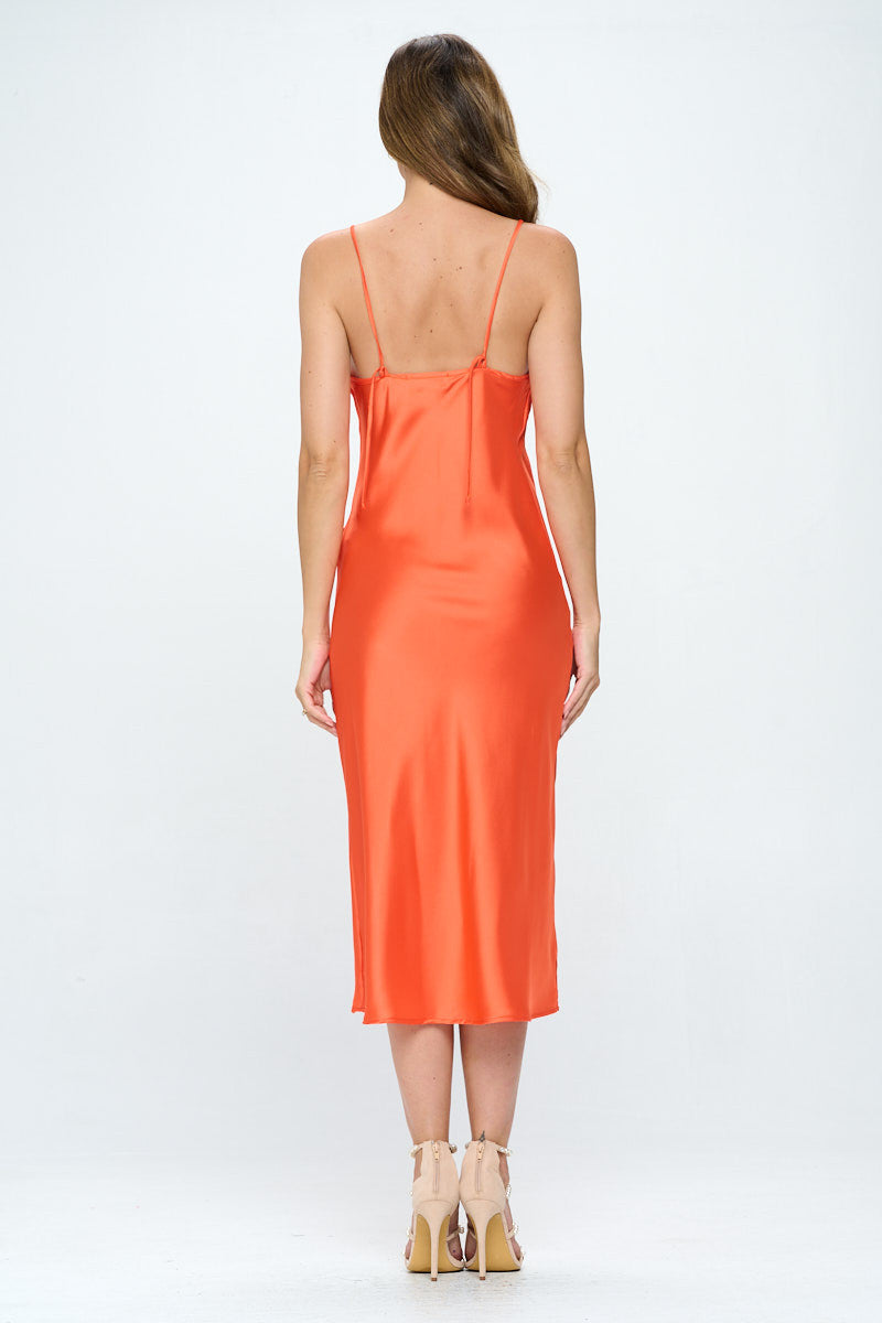 Satin Bias Slip Dress with Slit-Dresses-RENEE C.-Urbanheer