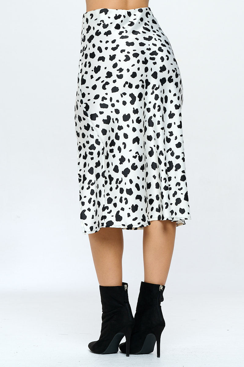 Satin Leopard Print Midi Skirt with Slit-Skirts-RENEE C.-Small-WHITE/BLACK-Urbanheer