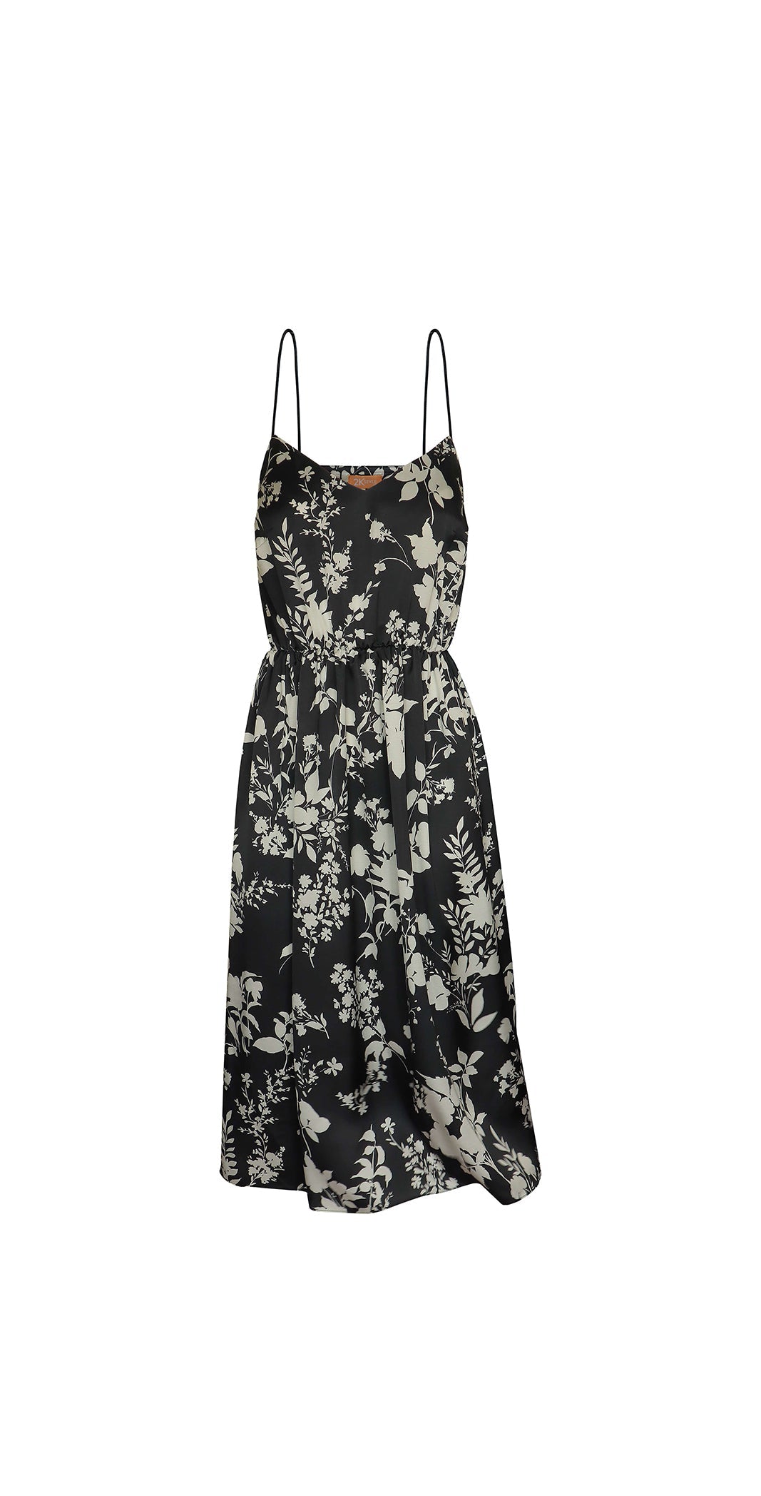 Floral Print Satin Effect Midi Dress-2KStyle-xs-Urbanheer