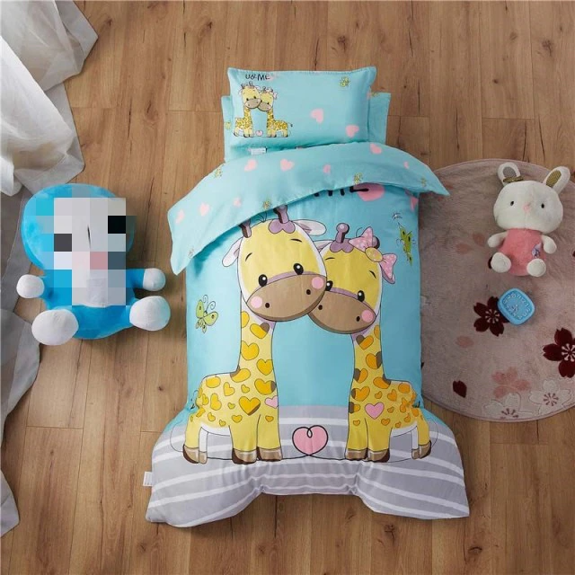 Kissing Giraffe Bedding Set 3-Piece Organic Cotton Fits Crib And Toddler Set-Baby Bedding Design-Urbanheer