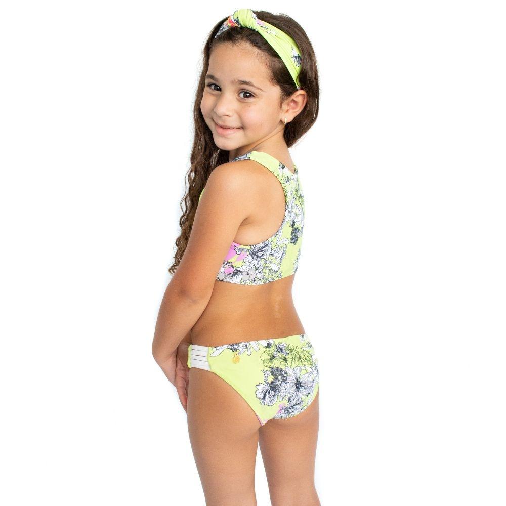 Green Flowers Bikini Swimsuit-Too Cool Beachwear-2-Urbanheer