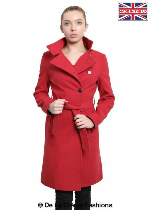 Hip Length Keep It Simple Coat-Rose Eleusis-UK 10/EU 38/US 6-Red-Urbanheer