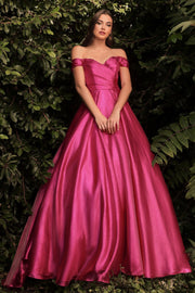Organza Off The Shoulder Ball Gown-Evening-Tux-USA-4-Fuchsia-Urbanheer