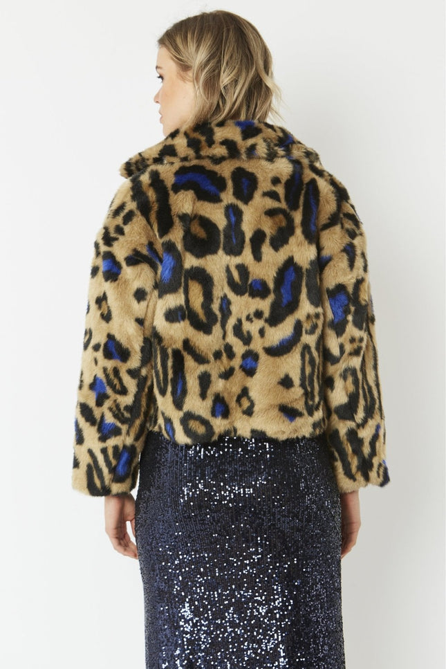Blue Faux Fur Cropped Jacket-Faux Fur Coats-Buy Me Fur Ltd-One Size-Blue-Faux Fur-Urbanheer