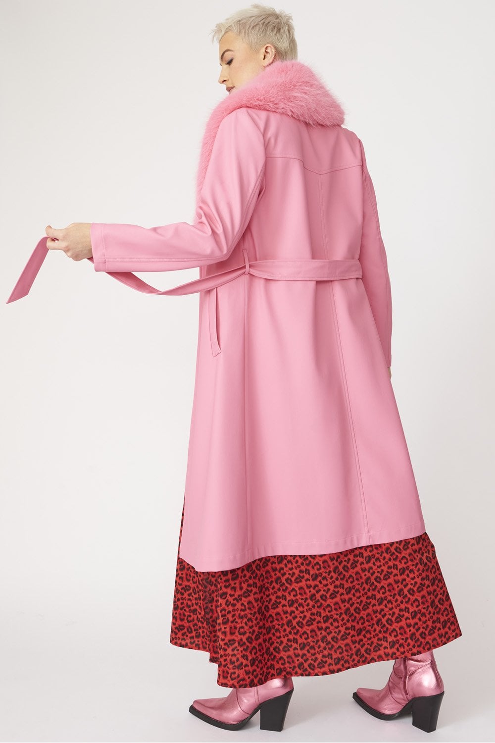 Pink Eco Leather Trench Coat-Faux Leather Coats-Buy Me Fur Ltd-S-M-Pink-Leather-Urbanheer