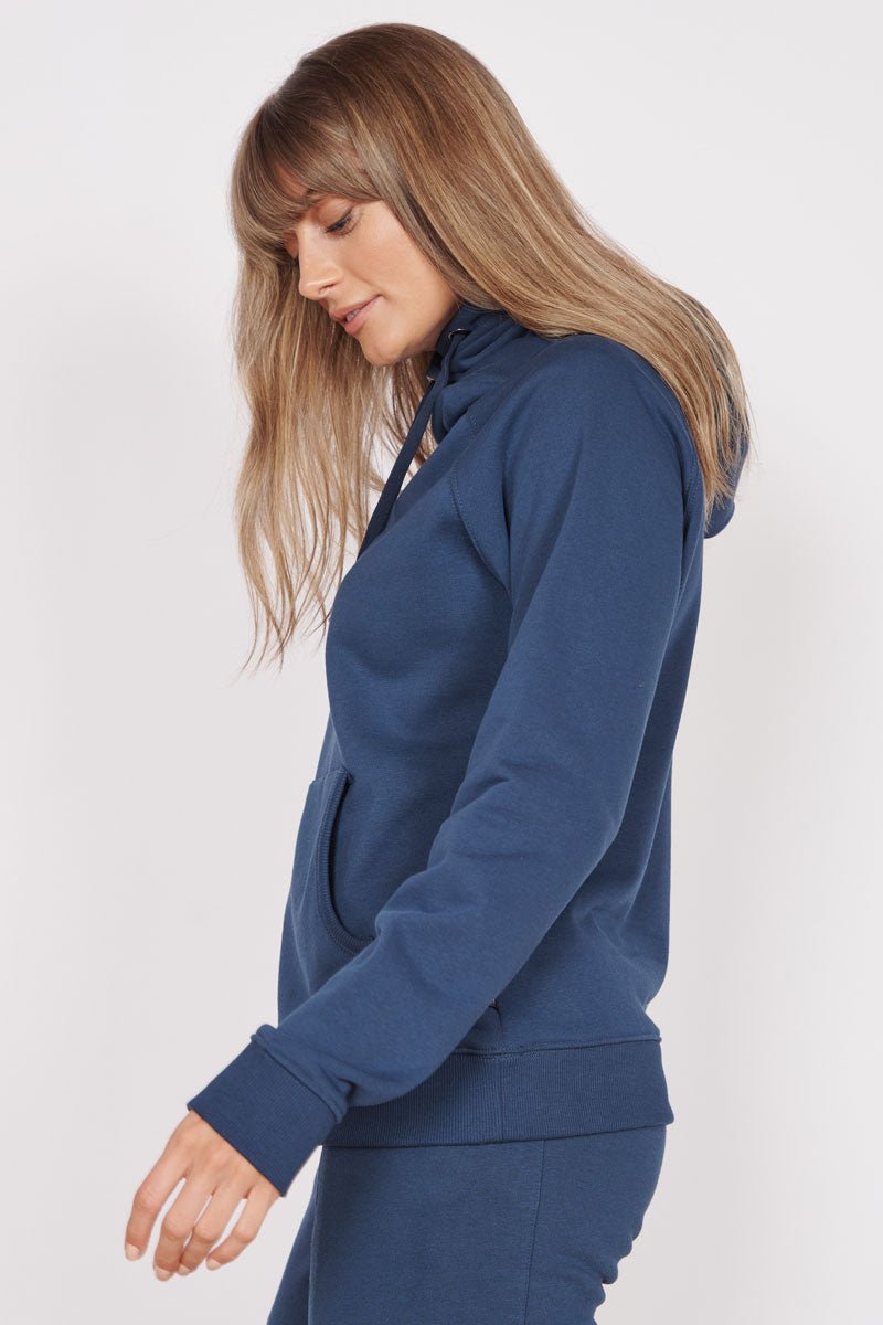 Lacey Navy Loungewear Cross Neck Hoodie-Jeetly.com-8-Urbanheer