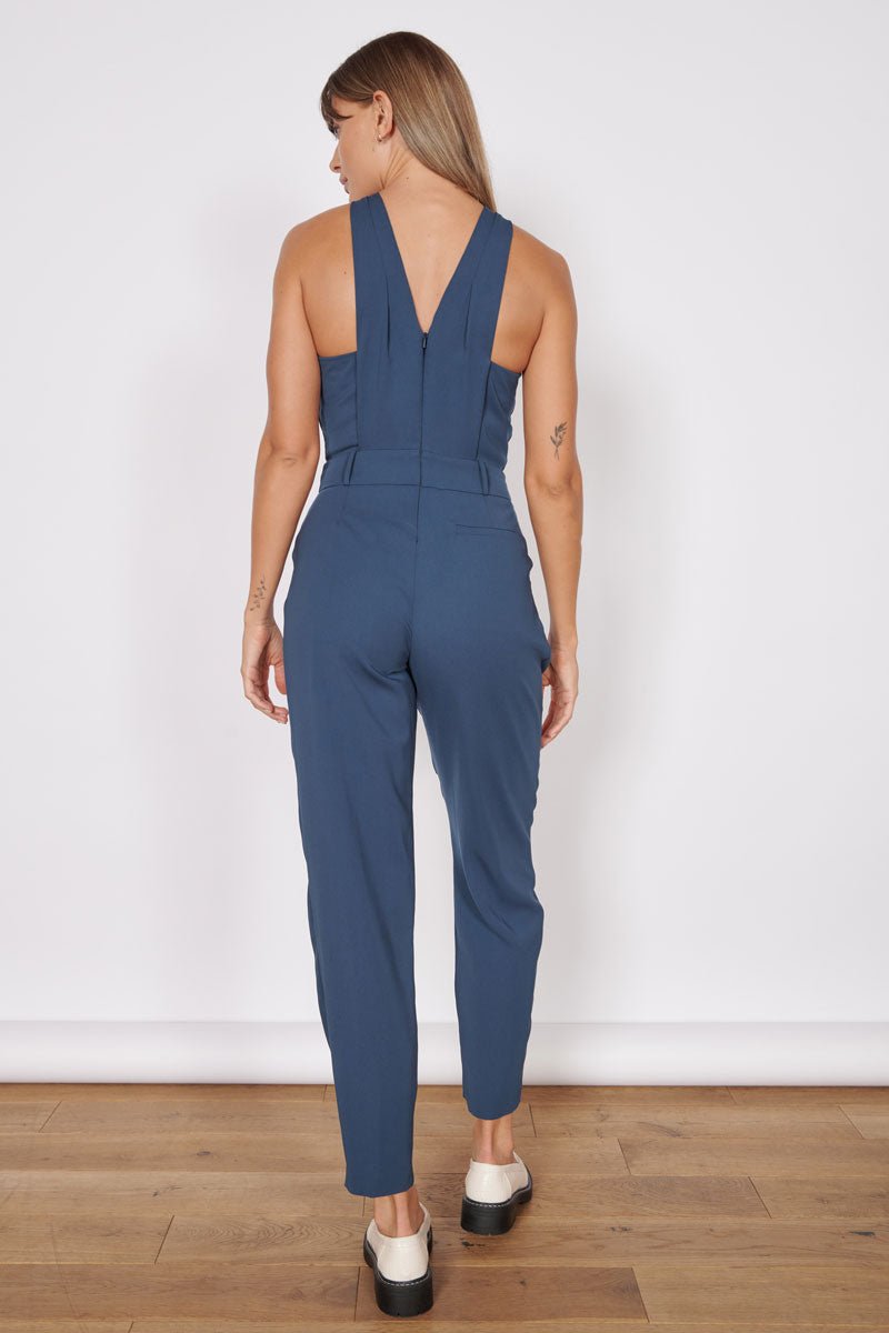 Renee Navy High Cross Neck Tailored Jumpsuit-Jeetly.com-8-Urbanheer