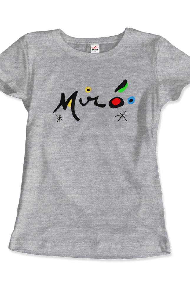 Joan Miro Colorful Signature Artwork T-Shirt-Art-O-Rama Shop-Men (Unisex)-Heather Grey-S-Urbanheer