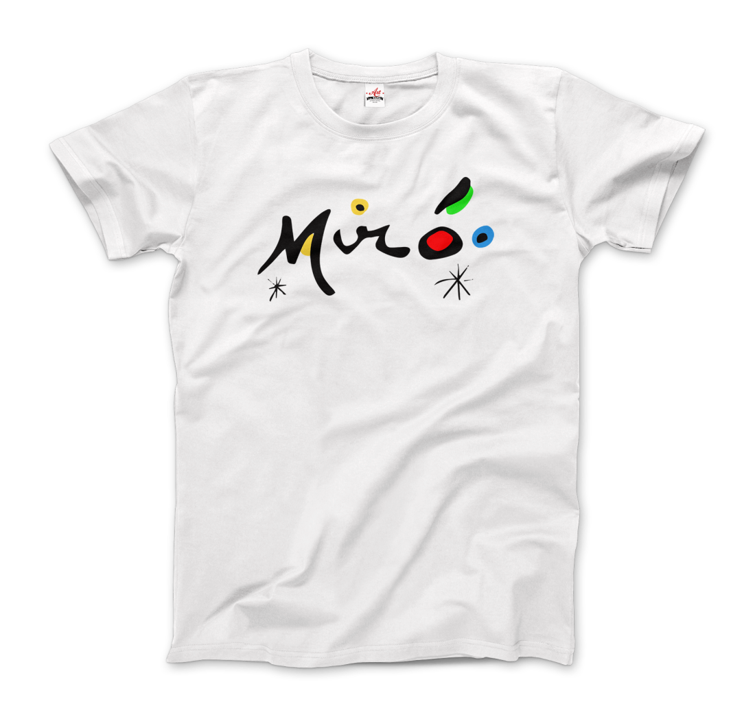 Joan Miro Colorful Signature Artwork T-Shirt-Art-O-Rama Shop-Men (Unisex)-White-S-Urbanheer
