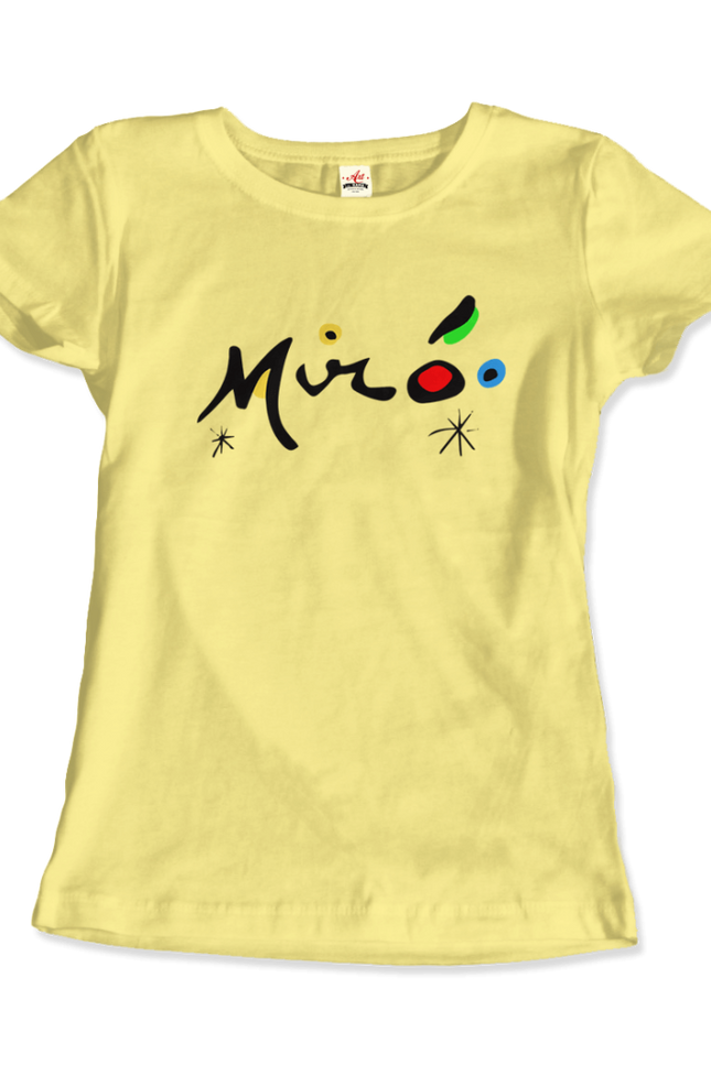 Joan Miro Colorful Signature Artwork T-Shirt-Art-O-Rama Shop-Women (Fitted)-Heather Grey-L-Urbanheer