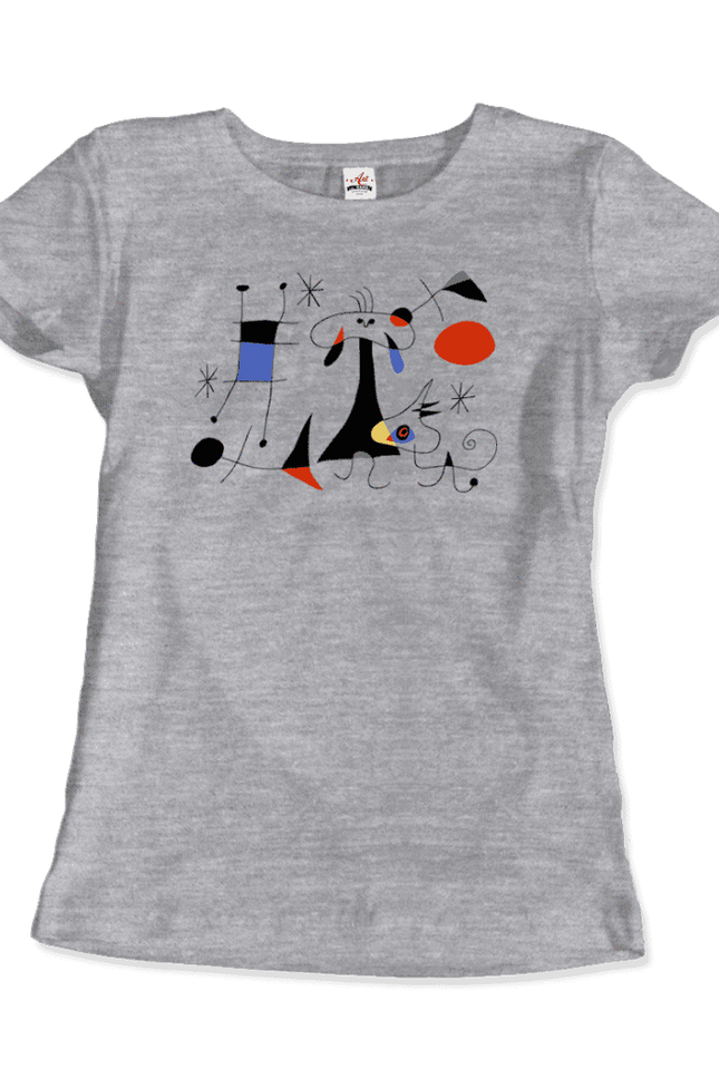 Joan Miro El Sol (The Sun) 1949 Artwork T-Shirt-Art-O-Rama Shop-Women (Fitted)-Heather Grey-S-Urbanheer