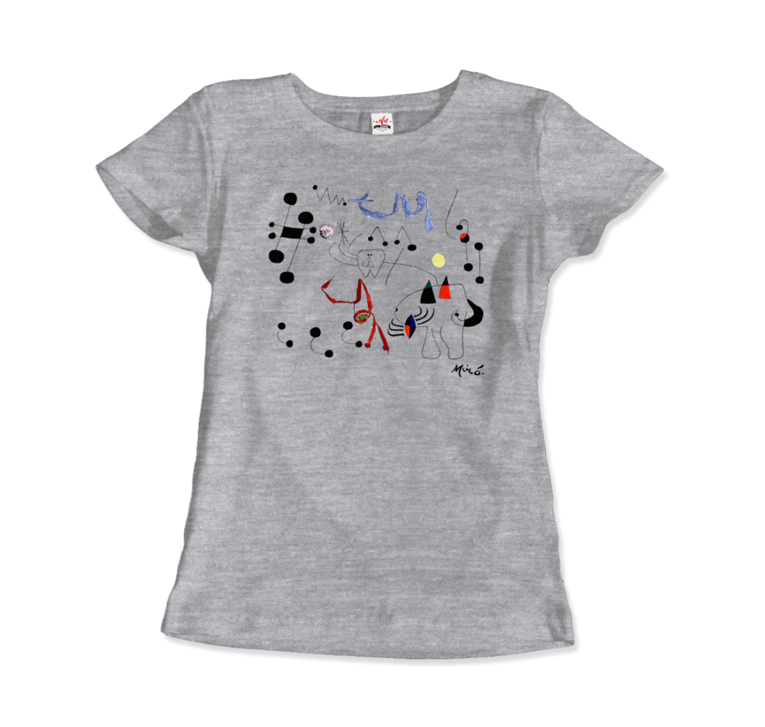 Joan Miro Woman Dreaming Of Escape 1945 Artwork T-Shirt-Art-O-Rama Shop-Men (Unisex)-White-S-Urbanheer