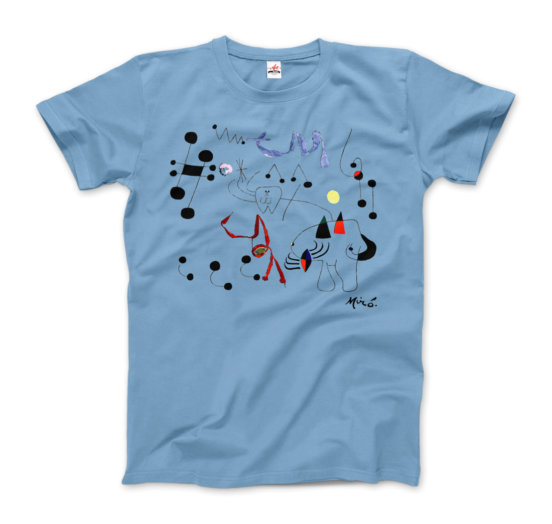 Joan Miro Woman Dreaming Of Escape 1945 Artwork T-Shirt-Art-O-Rama Shop-Men (Unisex)-White-S-Urbanheer