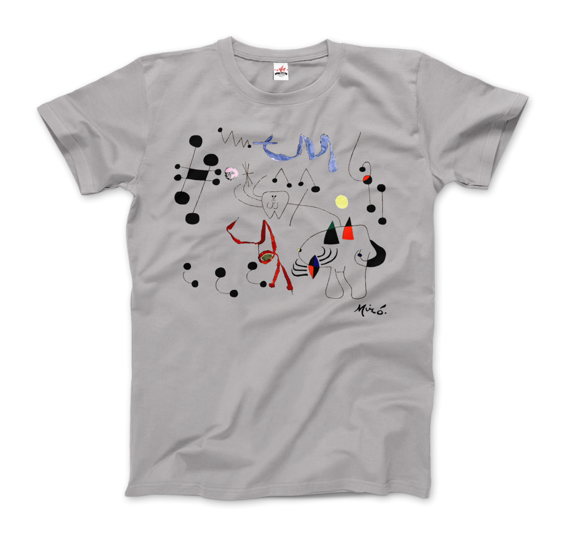 Joan Miro Woman Dreaming Of Escape 1945 Artwork T-Shirt-Art-O-Rama Shop-Men (Unisex)-White-S-Urbanheer
