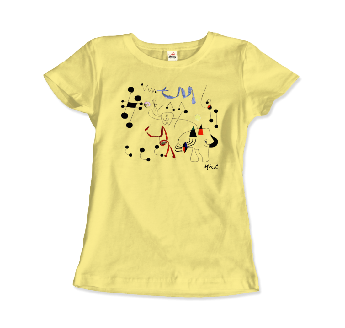 Joan Miro Woman Dreaming Of Escape 1945 Artwork T-Shirt-Art-O-Rama Shop-Men (Unisex)-White-S-Urbanheer