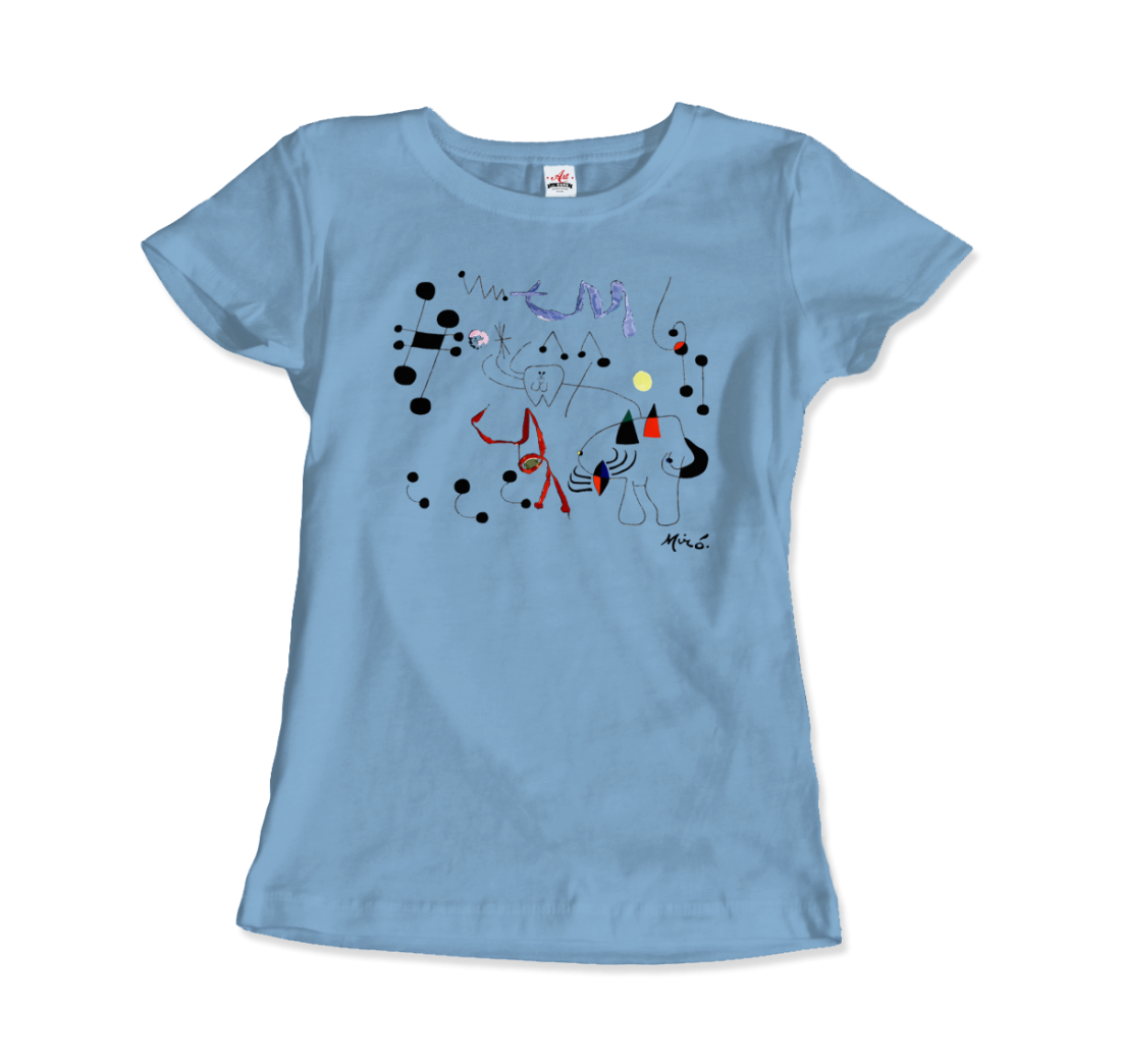 Joan Miro Woman Dreaming Of Escape 1945 Artwork T-Shirt-Art-O-Rama Shop-Men (Unisex)-White-S-Urbanheer