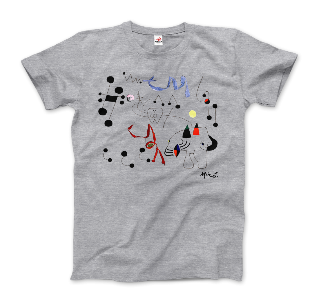 Joan Miro Woman Dreaming Of Escape 1945 Artwork T-Shirt-Art-O-Rama Shop-Men (Unisex)-White-S-Urbanheer