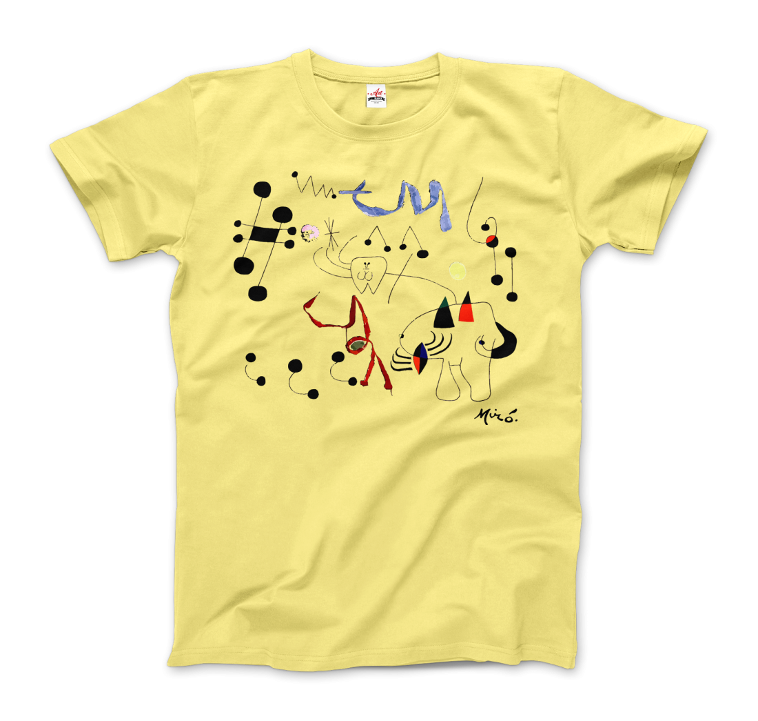 Joan Miro Woman Dreaming Of Escape 1945 Artwork T-Shirt-Art-O-Rama Shop-Men (Unisex)-White-S-Urbanheer