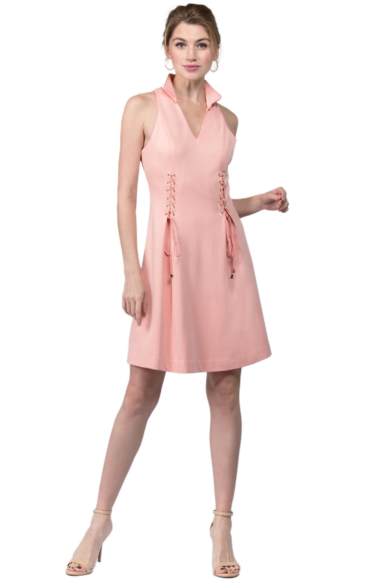 Vienna Dress - Fit and flare wing tip collar dress-Simona Maghen-10-Peach-Urbanheer