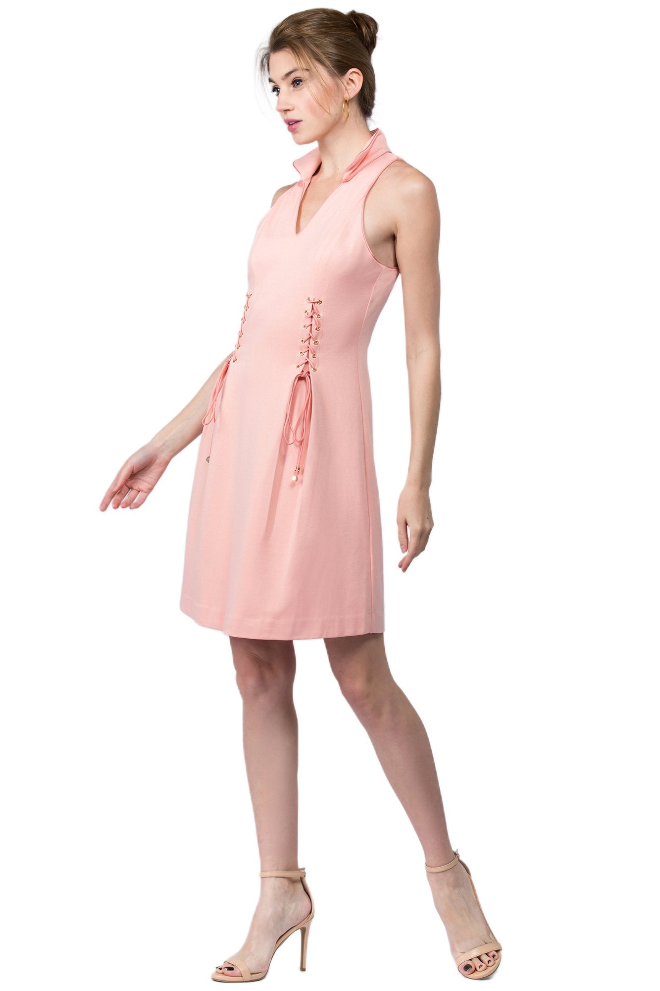 Vienna Dress - Fit and flare wing tip collar dress-Simona Maghen-10-Peach-Urbanheer