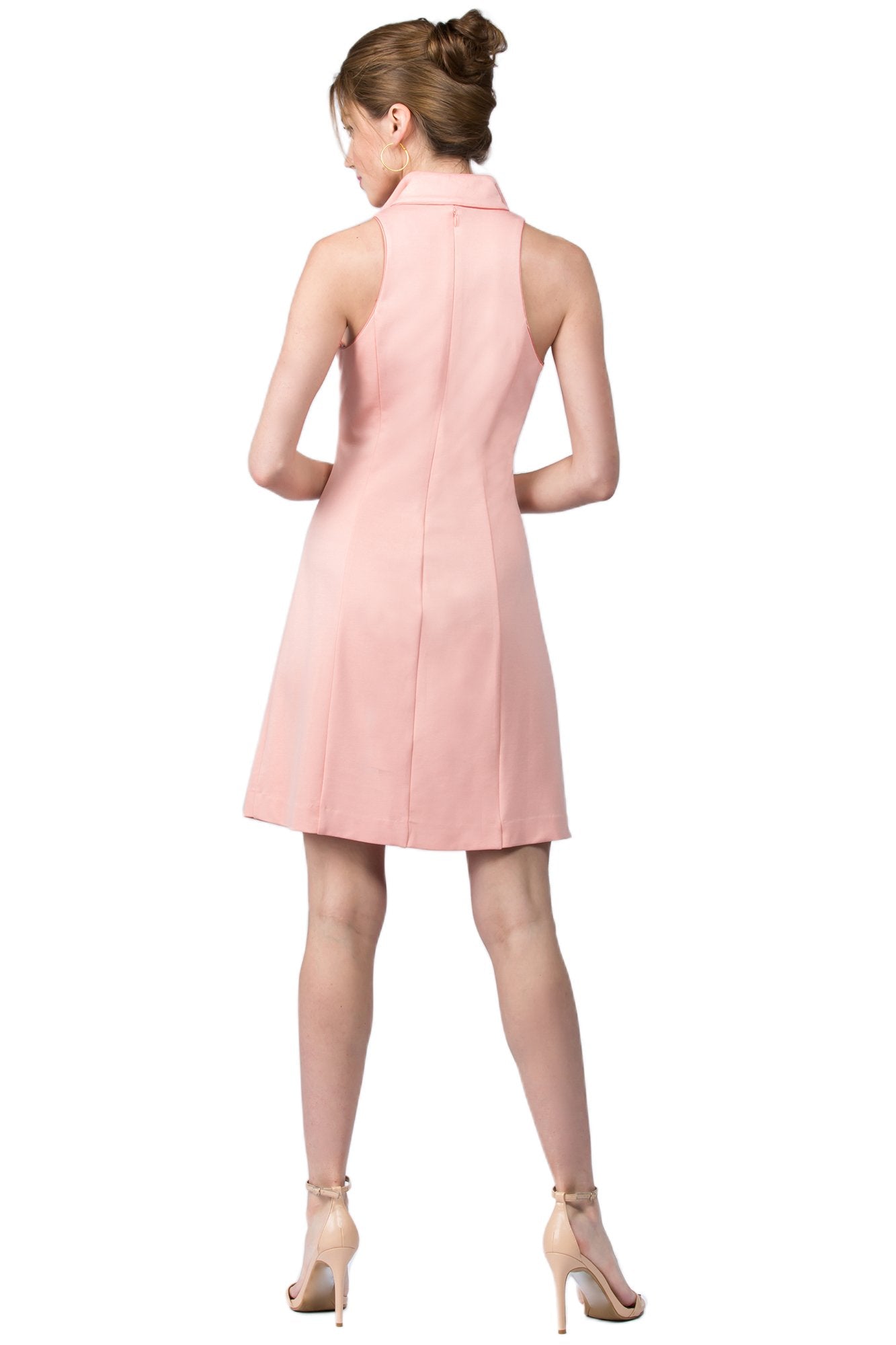 Vienna Dress - Fit and flare wing tip collar dress-Simona Maghen-10-Peach-Urbanheer