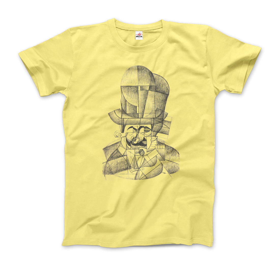 Juan Gris Man With Opera Hat 1912 Artwork T-Shirt-Art-O-Rama Shop-Men (Unisex)-White-S-Urbanheer
