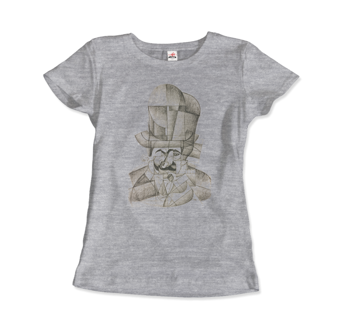 Juan Gris Man With Opera Hat 1912 Artwork T-Shirt-Art-O-Rama Shop-Men (Unisex)-Light Blue-S-Urbanheer