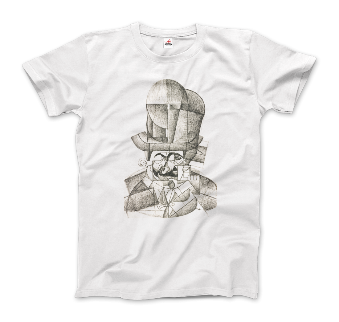 Juan Gris Man With Opera Hat 1912 Artwork T-Shirt-Art-O-Rama Shop-Men (Unisex)-White-S-Urbanheer