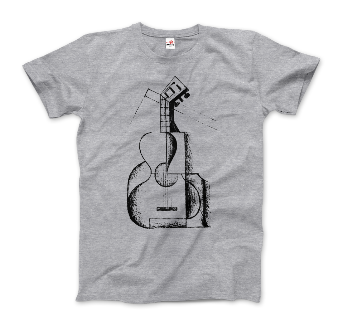 Juan Gris The Guitar 1912 Artwork T-Shirt-Art-O-Rama Shop-Men (Unisex)-White-S-Urbanheer
