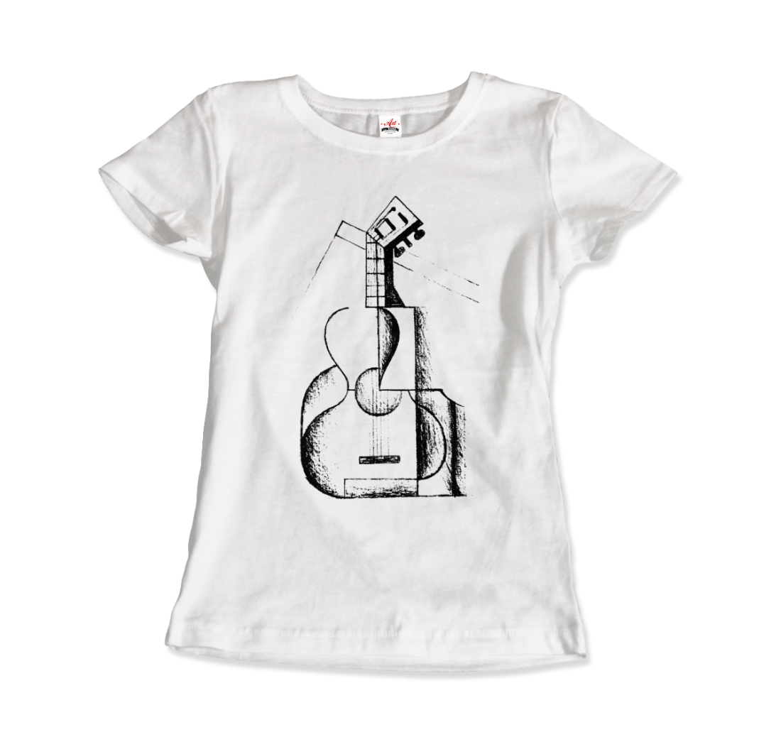 Juan Gris The Guitar 1912 Artwork T-Shirt-Art-O-Rama Shop-Men (Unisex)-White-S-Urbanheer