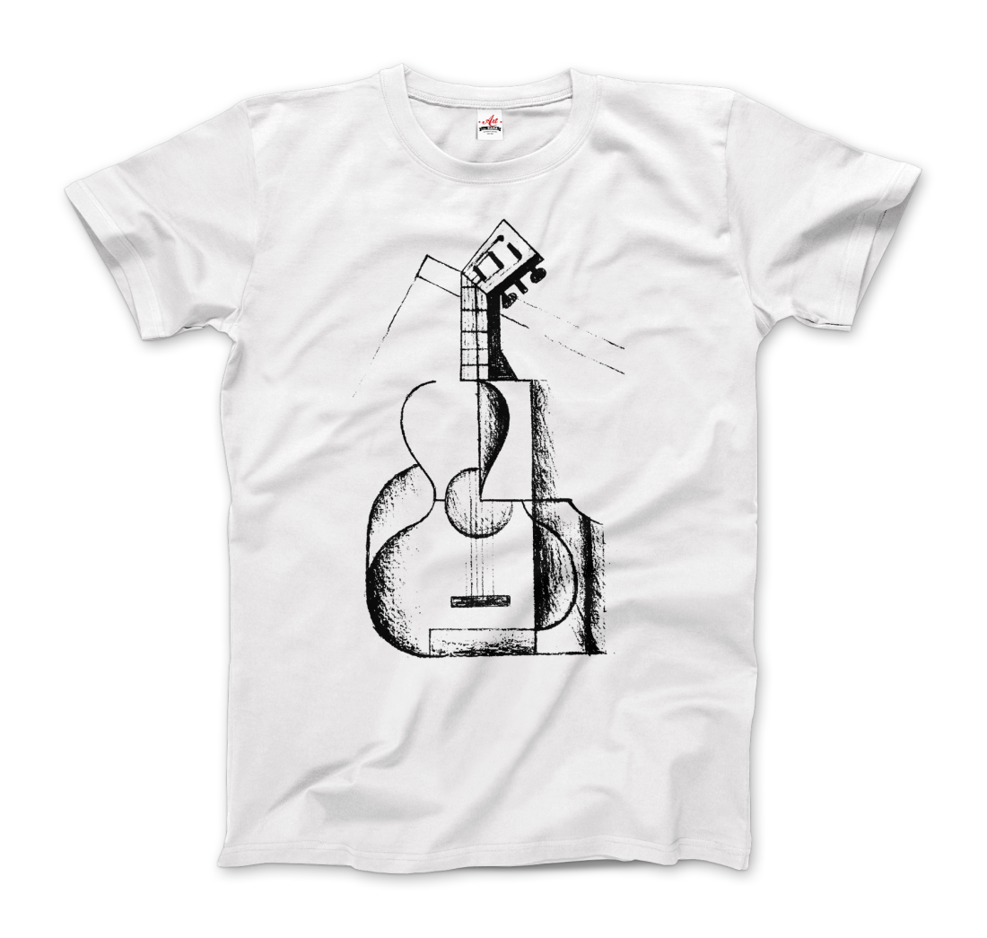 Juan Gris The Guitar 1912 Artwork T-Shirt-Art-O-Rama Shop-Men (Unisex)-White-S-Urbanheer