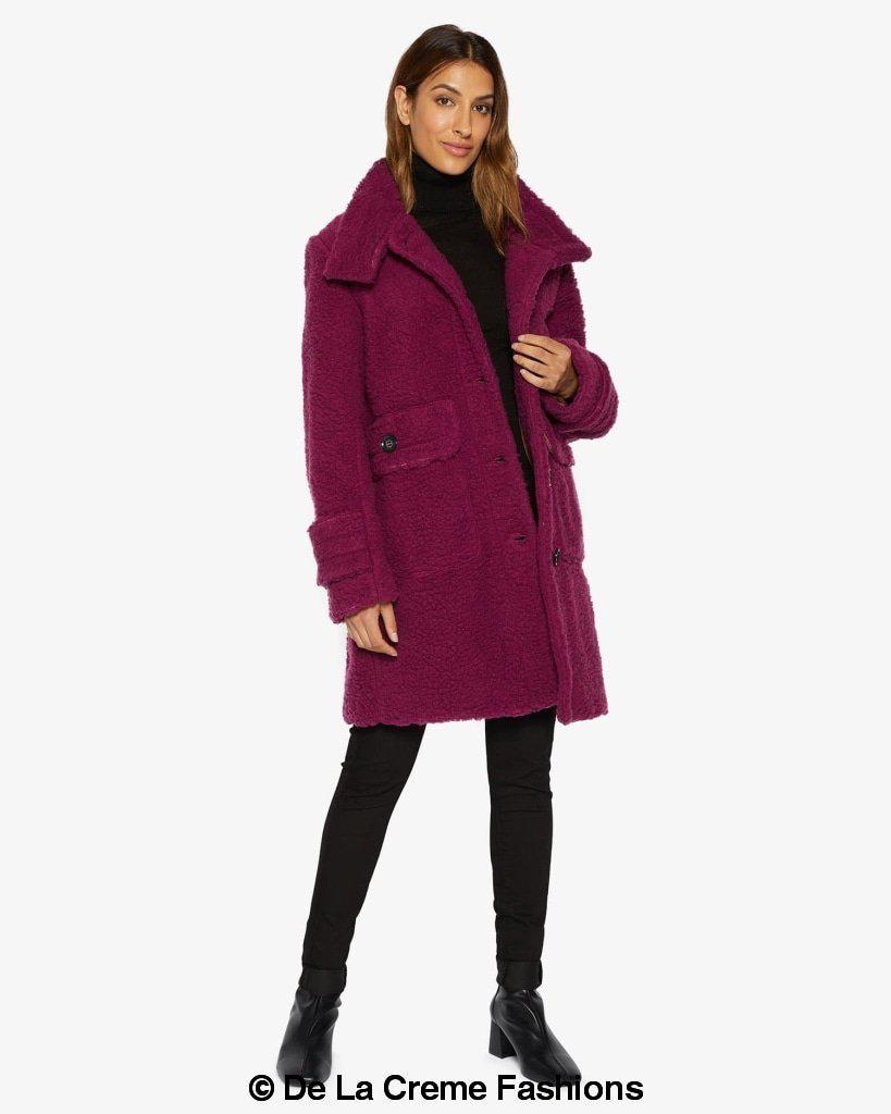 Julie High Neck Borg Teddy Coat-Rose Eleusis-UK 10/EU 38/US 6-Black-Urbanheer