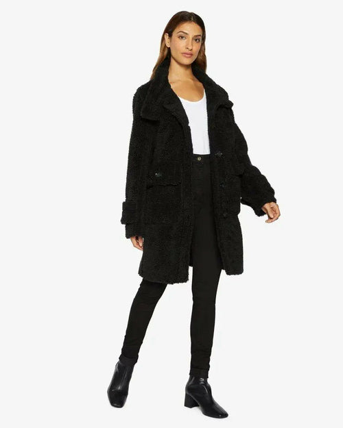 Julie High Neck Borg Teddy Coat-Rose Eleusis-UK 10/EU 38/US 6-Black-Urbanheer
