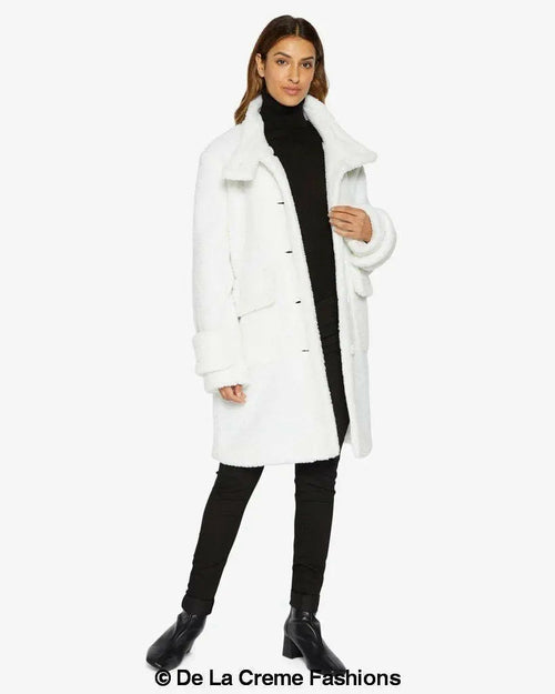 Julie High Neck Borg Teddy Coat-Rose Eleusis-UK 10/EU 38/US 6-White-Urbanheer
